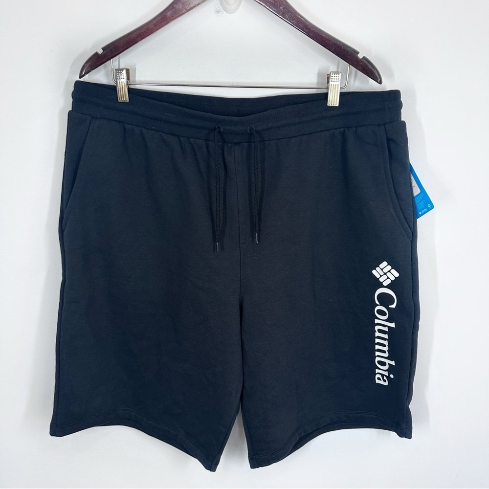 NWT Columbia Men’s Black Viewmont Logo Shorts Size XXL Sweatshort 10” inseam